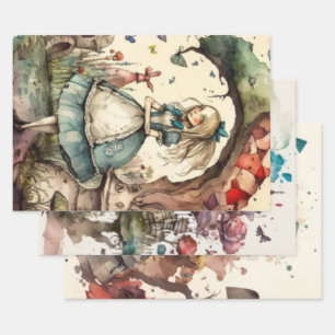 Alice im Wunderland Vintage Geschenkpapier Set