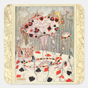 Alice im Wunderland Vintage-Illustration Quadratischer Aufkleber