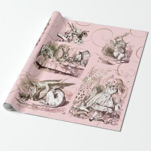 Alice im Wunderland Vintage Rosa Geschenkpapier