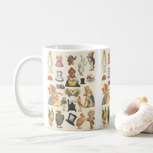 Alice im Wunderland, Vintage Viktorianische Papier Kaffeetasse (Mit Donut)