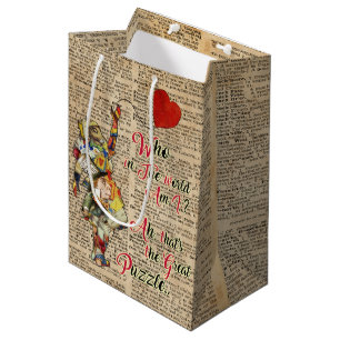 Alice im Wunderland Vintage Zitat Geschenktasche Mittlere Geschenktüte