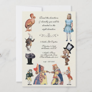 Alice im Wunderland Vintager Papierschnitt Einladung