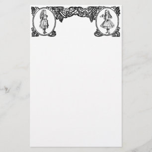 Alice im Wunderland-Vintager Rahmen Briefpapier