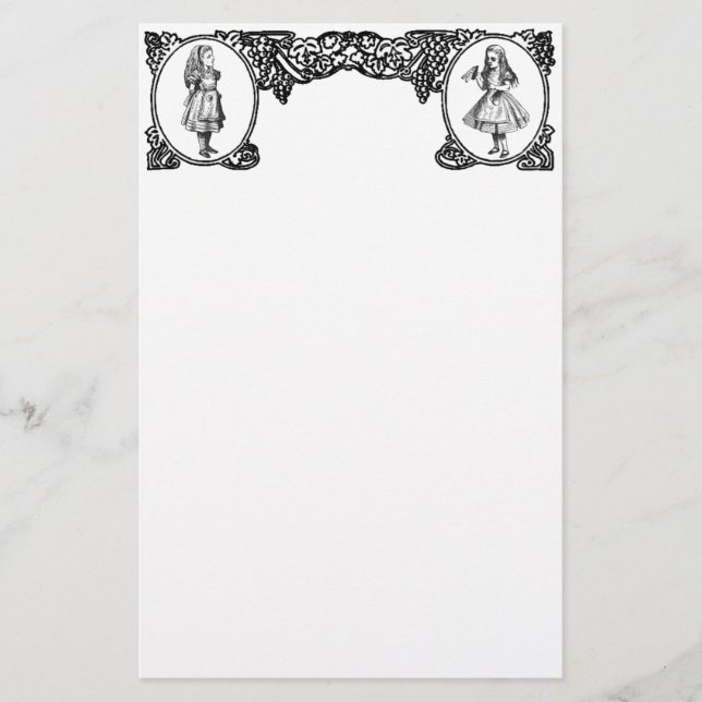 Alice im Wunderland-Vintager Rahmen Briefpapier (Vorderseite)