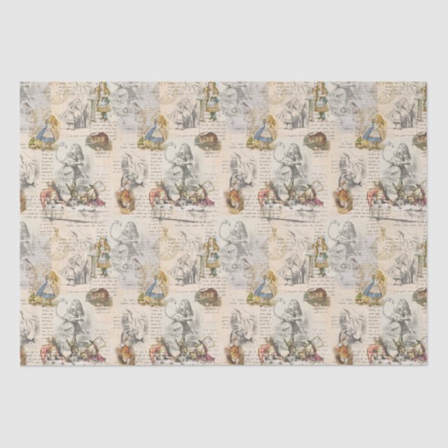 Alice im Wunderland Vintages Buchfachpapier Seidenpapier (Vorderseite)