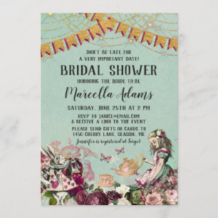 Alice im Wunderland Virtual Brautparty Einladung