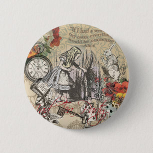 Alice im Wunderland Vorhang Classic Art Button