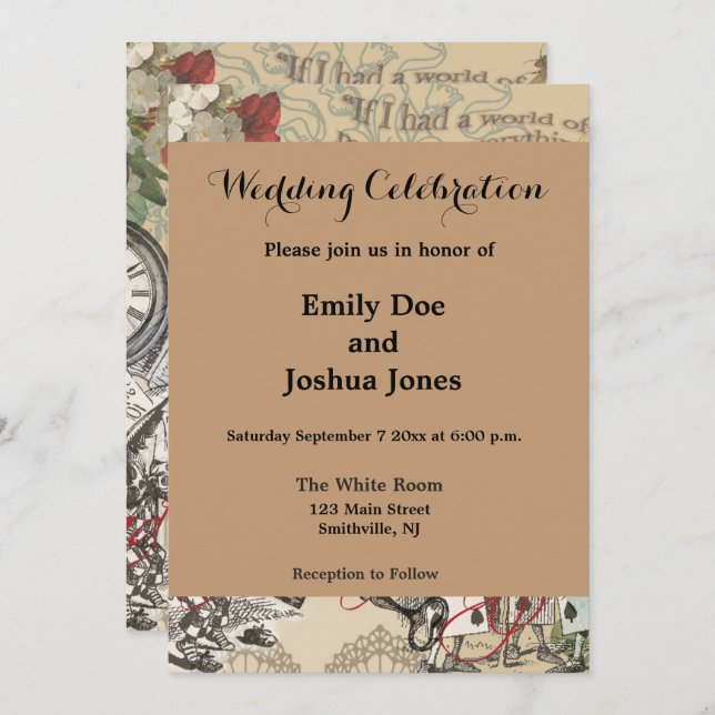 Alice im Wunderland Vorhang Classic Art Einladung (Vorne/Hinten)