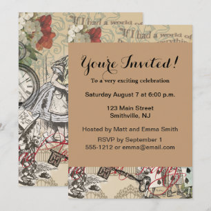 Alice im Wunderland Vorhang Classic Art Einladung