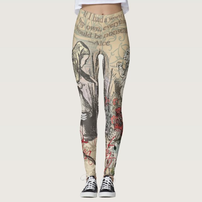Alice im Wunderland Vorhang Classic Art Leggings (Vorderseite)