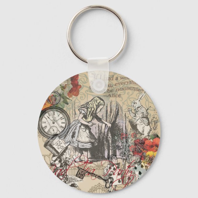 Alice im Wunderland Vorhang Classic Art Schlüsselanhänger (Vorderseite)