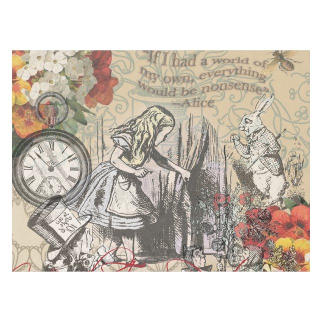 Alice im Wunderland Vorhang Classic Art Tischdecke (Vorderseite (Horizontal))
