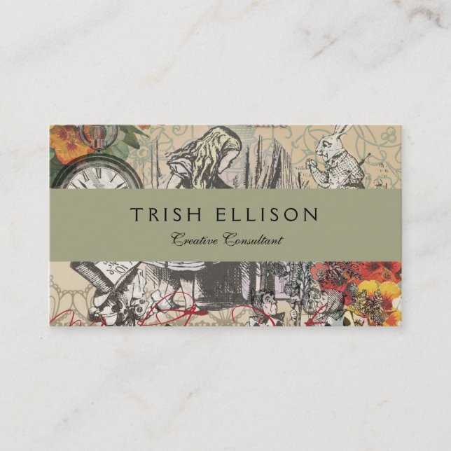 Alice im Wunderland Vorhang Classic Art Visitenkarte (Vorderseite)