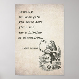 Alice im Wunderland W/Flamingo Adventure Quote Poster
