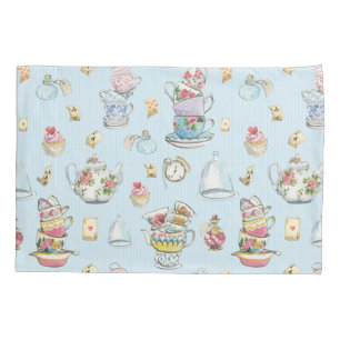 Alice im Wunderland Wasserfarbe Blau gestreift Kissenbezug