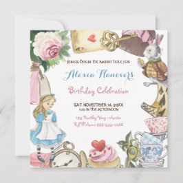Alice im Wunderland Wasserfarbenes handgemaltes Ka Einladung