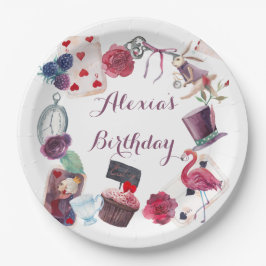 Alice im Wunderland Wasserfarbenes handgemaltes Ka Pappteller