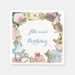 Alice im Wunderland Wasserfarbenes handgemaltes Ka Serviette