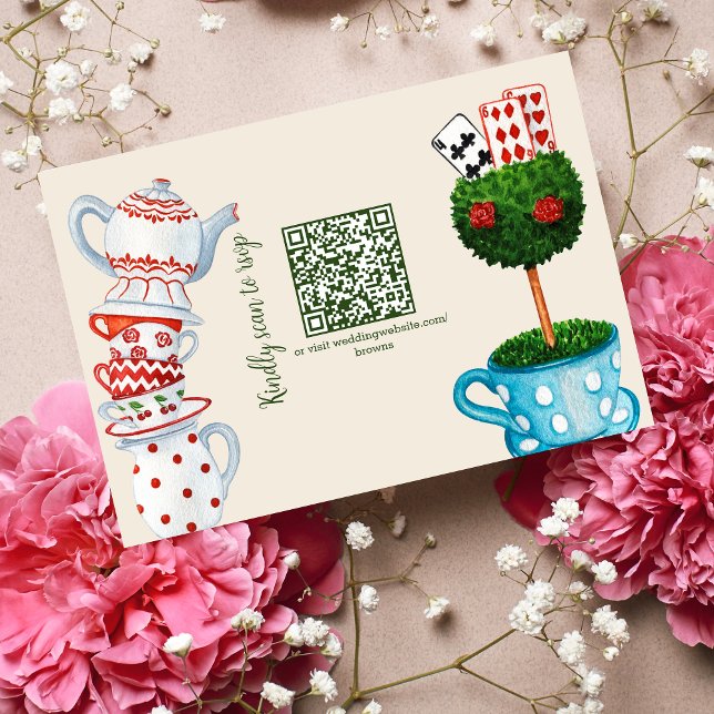 Alice im Wunderland Wedding qr Code RSVP Card (Von Creator hochgeladen)