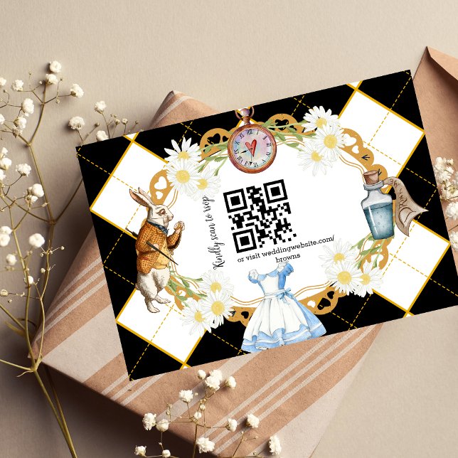 Alice im Wunderland Wedding qr Code RSVP Card (Von Creator hochgeladen)