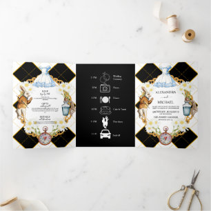 Alice im Wunderland Wedding Tri-Fold Einladung
