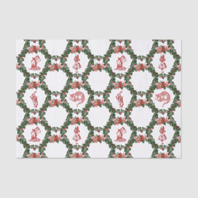 Alice im Wunderland-Weihnachtsseidenpapier Seidenpapier (Vorderseite)