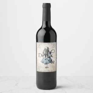 Alice im Wunderland Wein trinken Weinetikett