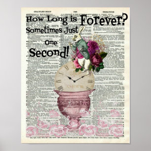 Alice im Wunderland Weiße Kaninchen Wörterbuchkuns Poster