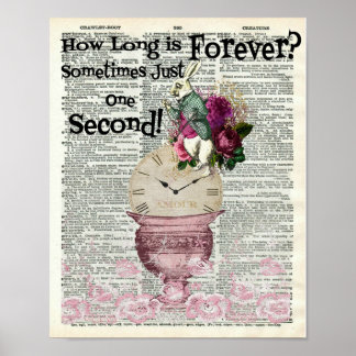 Alice im Wunderland Weiße Kaninchen Wörterbuchkuns Poster