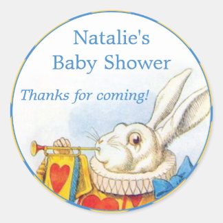 Alice im Wunderland Weißer Hase Baby Shower Favor Runder Aufkleber