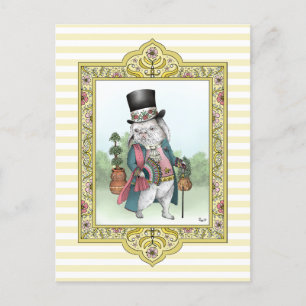 Alice im Wunderland Weißer Hase trägt Kleidung Postkarte