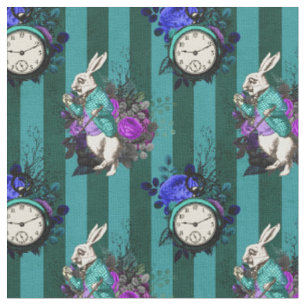Alice im Wunderland Weißer Hase und Uhr Stoff