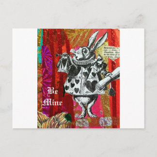 Alice im Wunderland Weißer Hase Valentinstag Postkarte