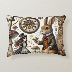 Alice im Wunderland weißes Kaninchen Dekokissen