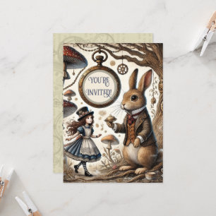 Alice im Wunderland weißes Kaninchen Einladung