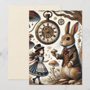 Alice im Wunderland weißes Kaninchen Feiertagskarte