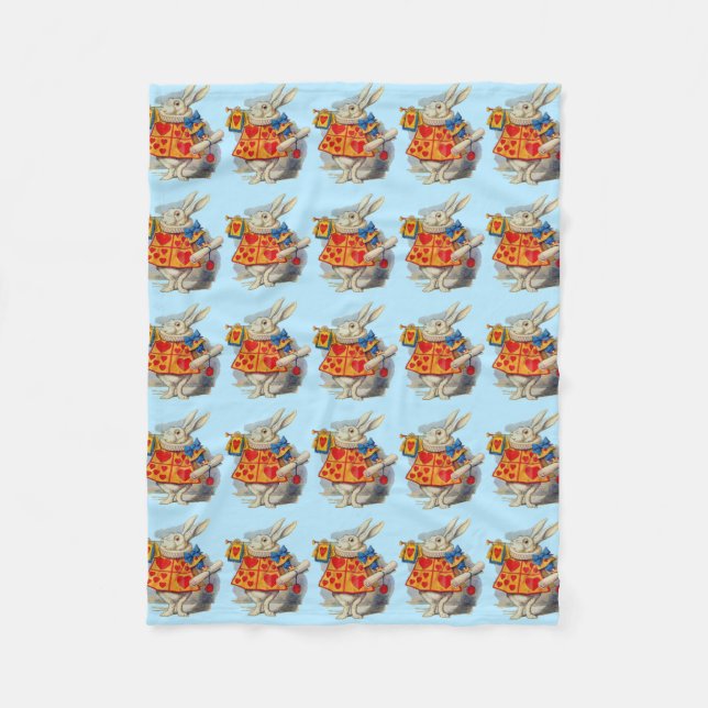 Alice im Wunderland Weißes Kaninchen Fleecedecke (Vorderseite)