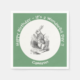 Alice im Wunderland Weißes Kaninchen Geburtstagspa Serviette