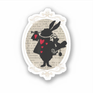 Alice im Wunderland Weißes Kaninchen Vintage Buch Aufkleber