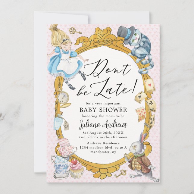 Alice im Wunderland Whimsical Baby Dusche Einladung (Vorderseite)