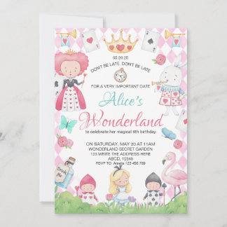 Alice im Wunderland Whimsical Geburtstag Einladung