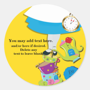 Alice im Wunderland Whimsical Tee Cups Gastgeschen Runder Aufkleber