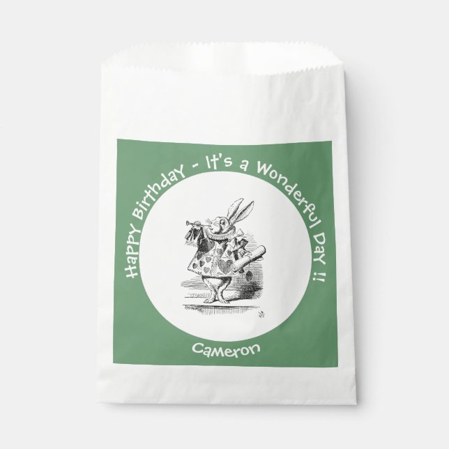 Alice im Wunderland White Rabbit Herald Birthday Geschenktütchen (Vorderseite)