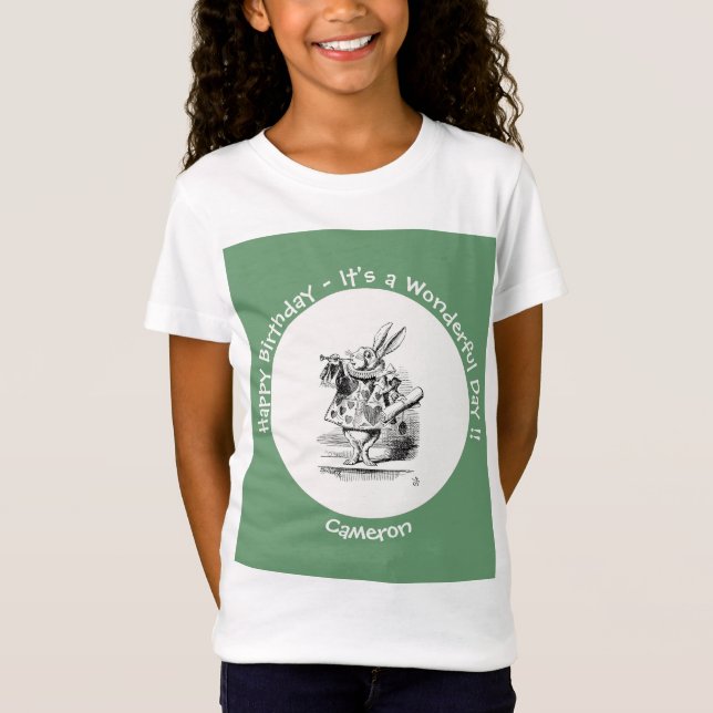 Alice im Wunderland White Rabbit Herald Birthday T-Shirt (Vorderseite)