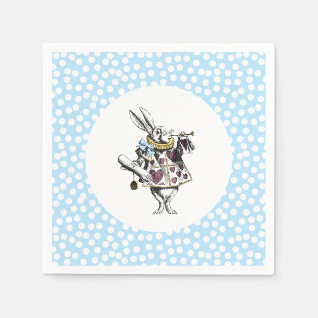 Alice im Wunderland White Rabbit Polka Dot Serviette (Vorderseite)