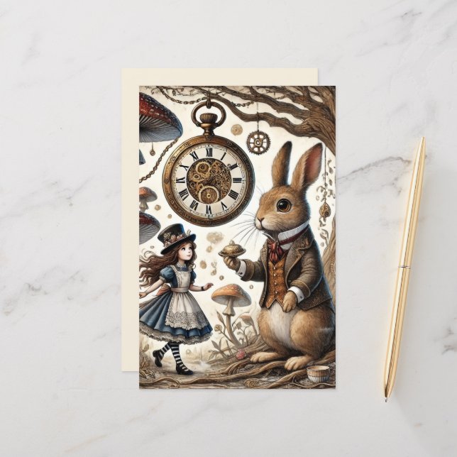 Alice im Wunderland White Rabbit Tee Art (Vorderseite/Rückseite Beispiel)
