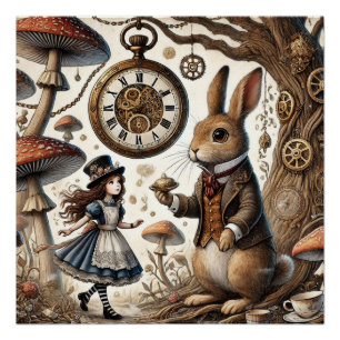 Alice im Wunderland White Rabbit Tee Art Poster