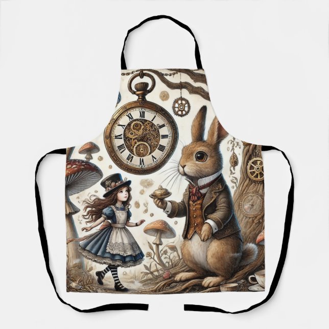 Alice im Wunderland White Rabbit Tee Art Schürze (Vorderseite)
