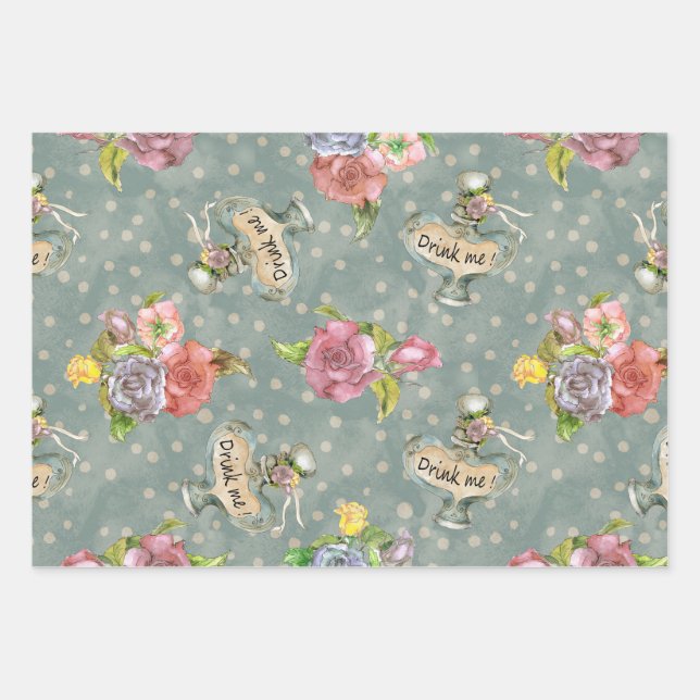 Alice im Wunderland Wrapping Paper 3 Designs Geschenkpapier Set (Vorderseite 3)