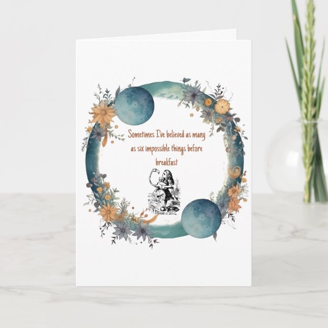 Alice im Wunderland Zitat, Unmögliche Dinge Kunst Karte (Vorderseite)